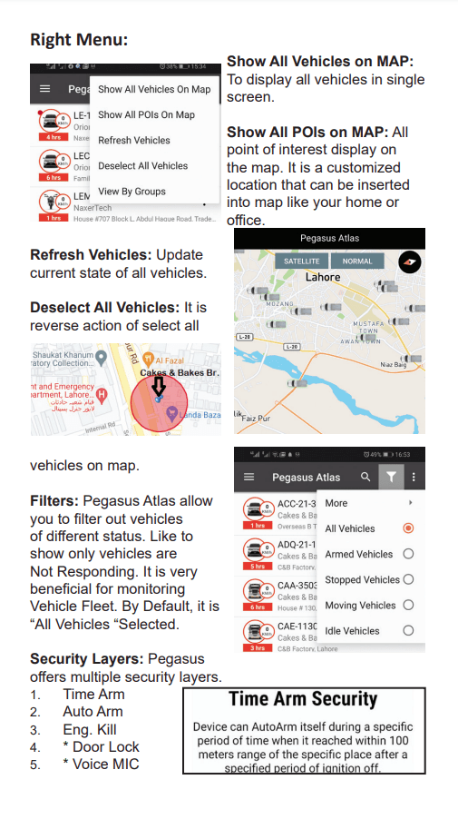 The right-hand menu — Pegasus Atlas app guide